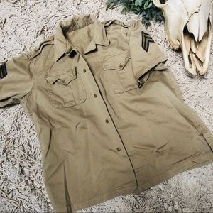 Vintage - military style utility button down shirt